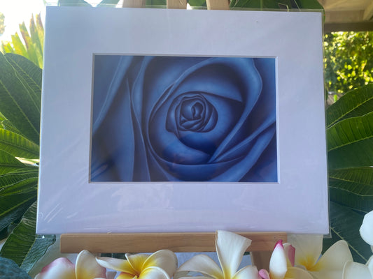 Blue Rose signed 5x7 print. Actual matted size 8x10