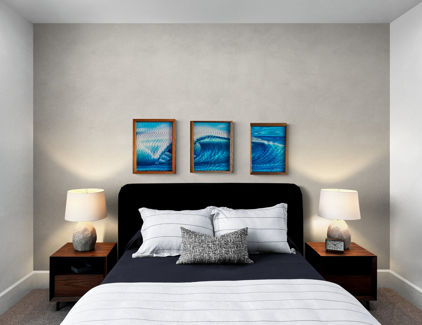 Blue Barrels, Original Triptych painting