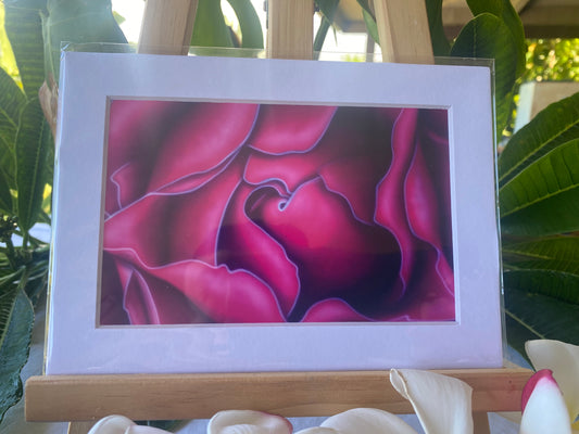 Pink Petals signed 4x6 print. Actual matted size 5x7