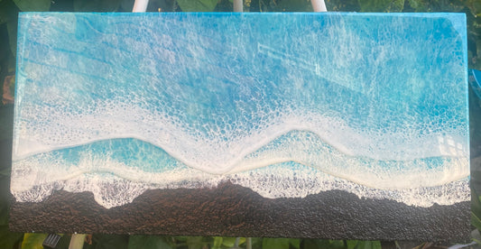 12x24 black sand ocean 3  Original Painting